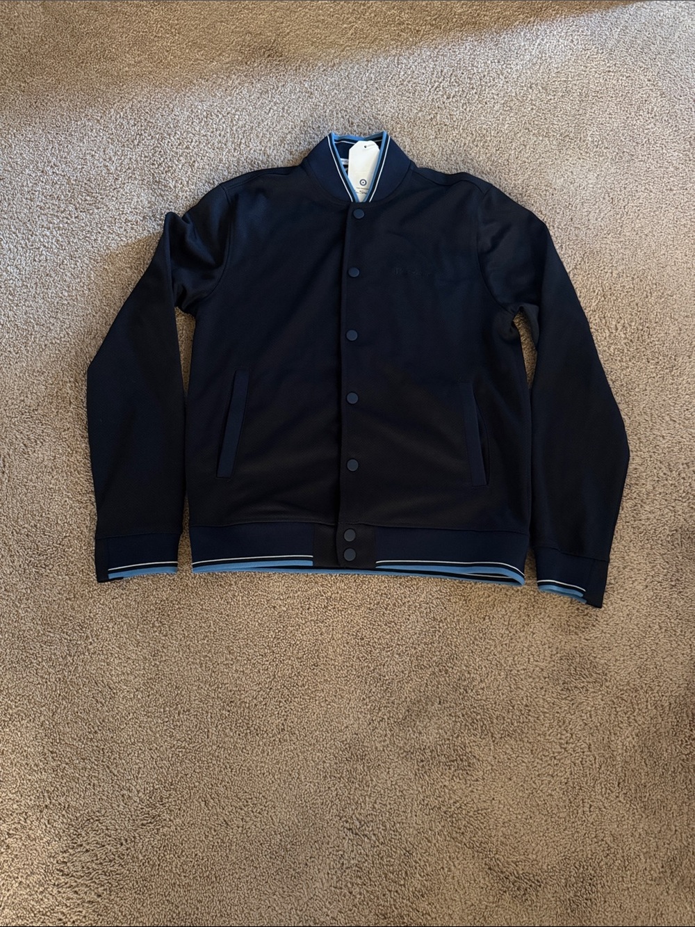🔥 BNWT Ben Sherman Navy Bomber Jacket Light Blue Trim ~ Men’s Size Small